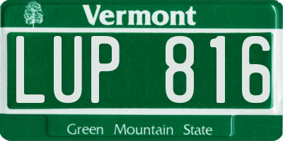 VT license plate LUP816