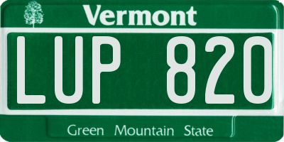 VT license plate LUP820