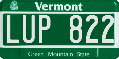 VT license plate LUP822