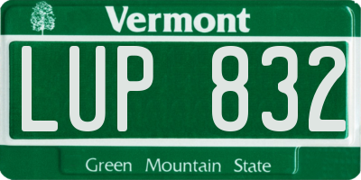VT license plate LUP832