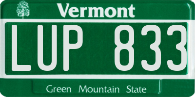 VT license plate LUP833