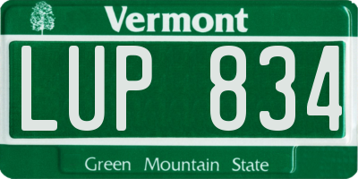 VT license plate LUP834