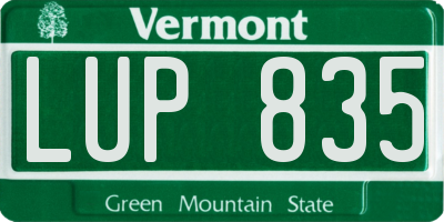 VT license plate LUP835