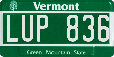 VT license plate LUP836