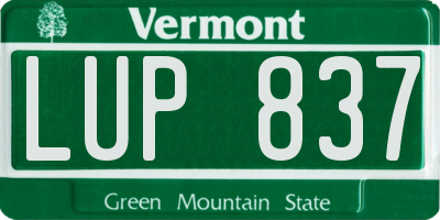 VT license plate LUP837