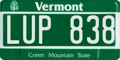 VT license plate LUP838