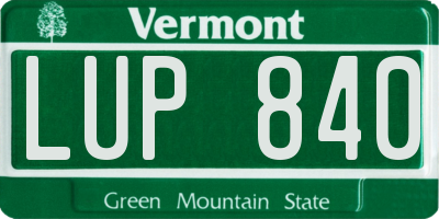 VT license plate LUP840