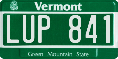 VT license plate LUP841