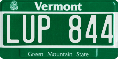 VT license plate LUP844