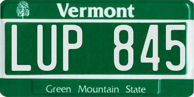 VT license plate LUP845