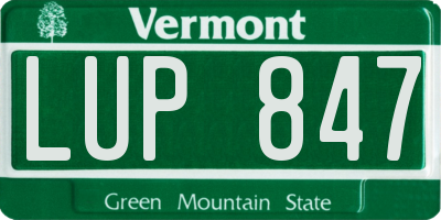 VT license plate LUP847