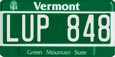 VT license plate LUP848