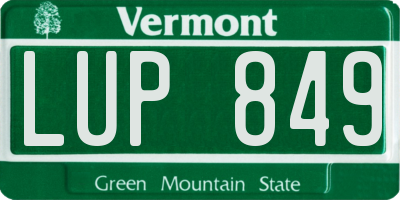 VT license plate LUP849