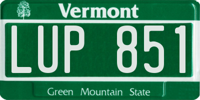 VT license plate LUP851