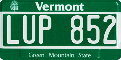 VT license plate LUP852