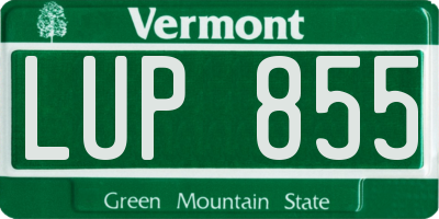 VT license plate LUP855