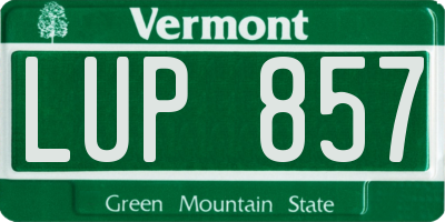 VT license plate LUP857