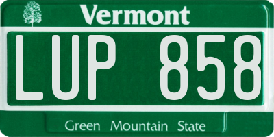 VT license plate LUP858