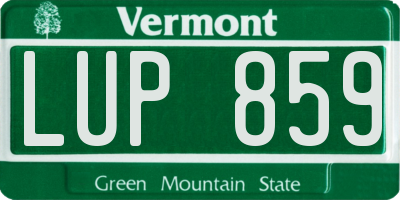 VT license plate LUP859