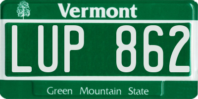 VT license plate LUP862
