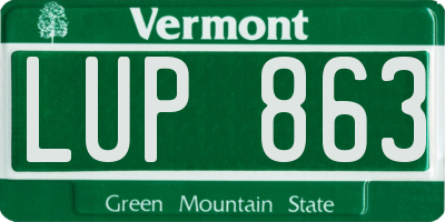 VT license plate LUP863