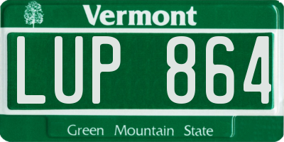 VT license plate LUP864