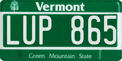 VT license plate LUP865
