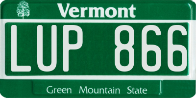 VT license plate LUP866