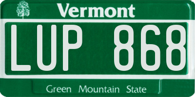 VT license plate LUP868