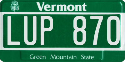 VT license plate LUP870