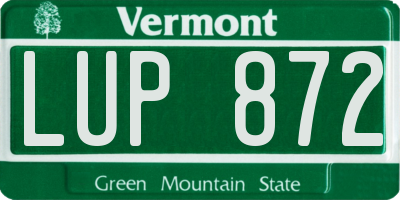 VT license plate LUP872