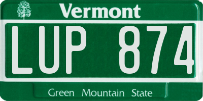 VT license plate LUP874
