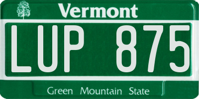 VT license plate LUP875