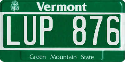 VT license plate LUP876