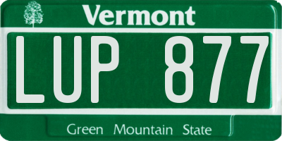 VT license plate LUP877