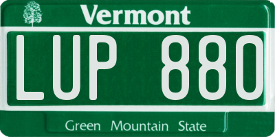 VT license plate LUP880