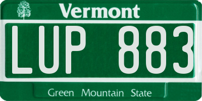 VT license plate LUP883