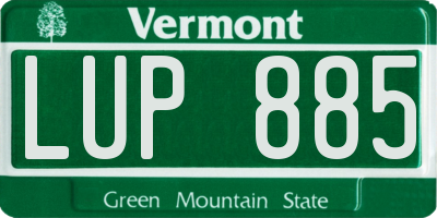 VT license plate LUP885