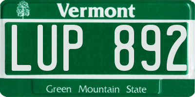 VT license plate LUP892