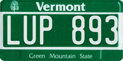 VT license plate LUP893
