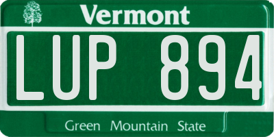 VT license plate LUP894