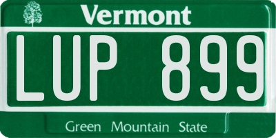 VT license plate LUP899
