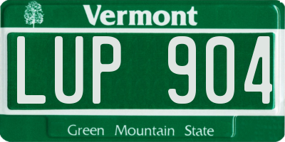 VT license plate LUP904