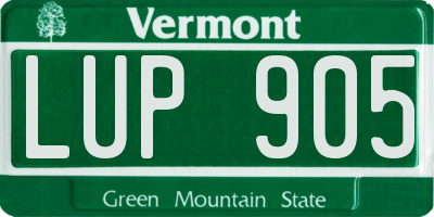 VT license plate LUP905