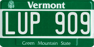 VT license plate LUP909