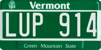 VT license plate LUP914