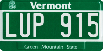 VT license plate LUP915