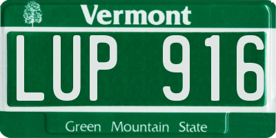VT license plate LUP916