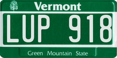 VT license plate LUP918