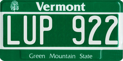 VT license plate LUP922
